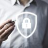 man hand pen touching in lock in screen man hand pen touching in lock in screen